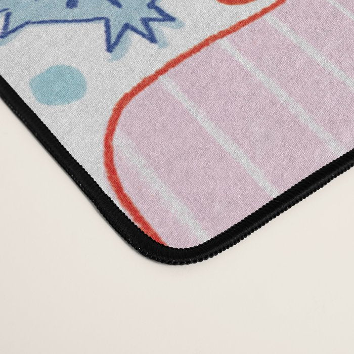 Winter Forest Woodland Animals in Pink & Blue Desk Mat Gallery Image 4