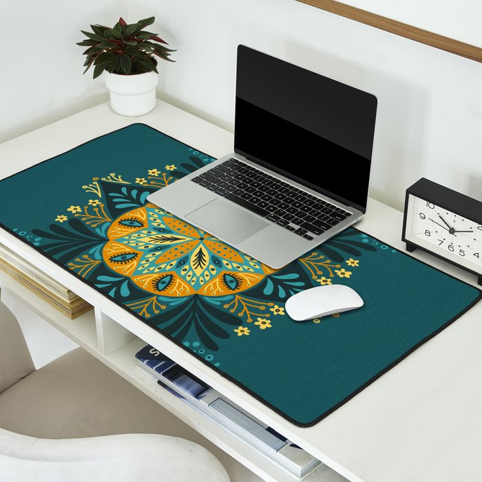 Sprouting Mandala â Teal Desk Mat Gallery Image 2