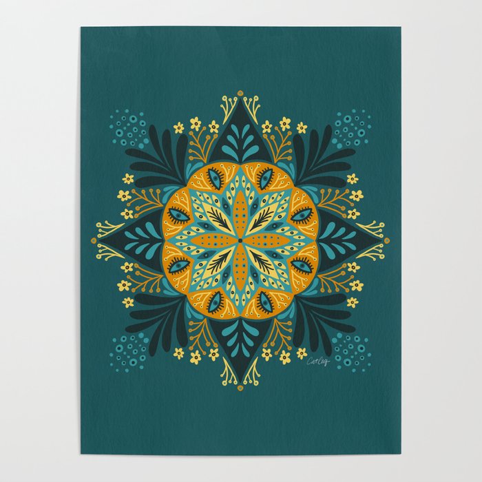 Sprouting Mandala â Teal Poster Gallery Image 4