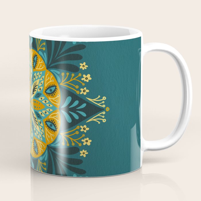 Sprouting Mandala â Teal Coffee Mug Gallery Image 1