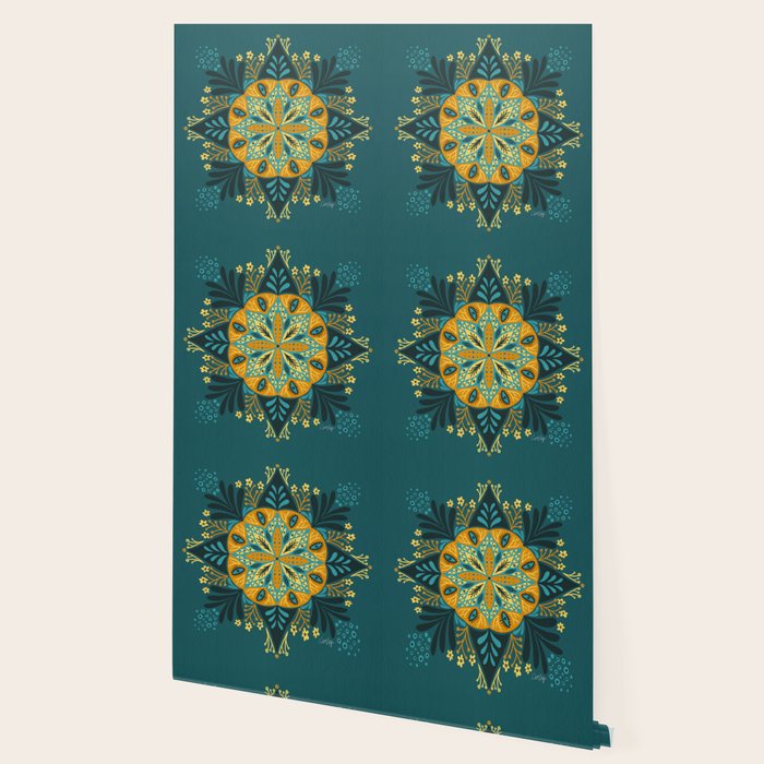 Sprouting Mandala â Teal Wallpaper Gallery Image 2