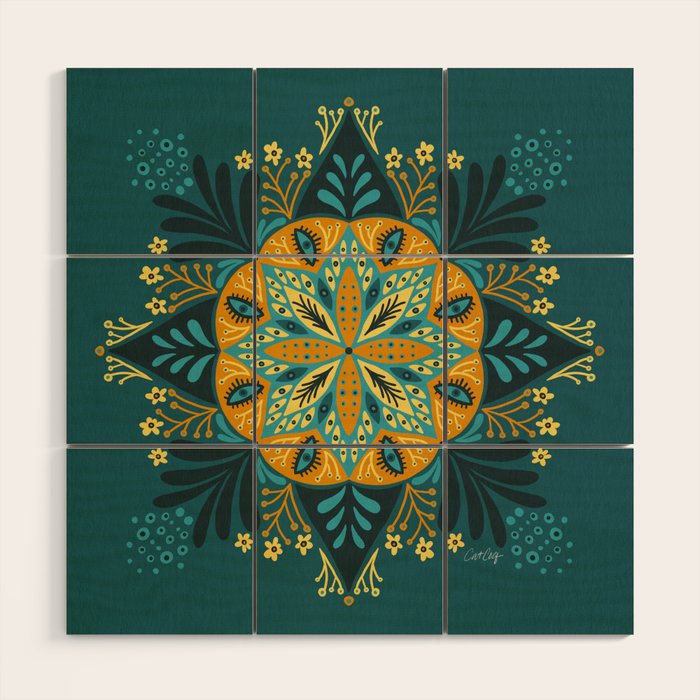 Sprouting Mandala â Teal Wood Wall Art Gallery Image 1