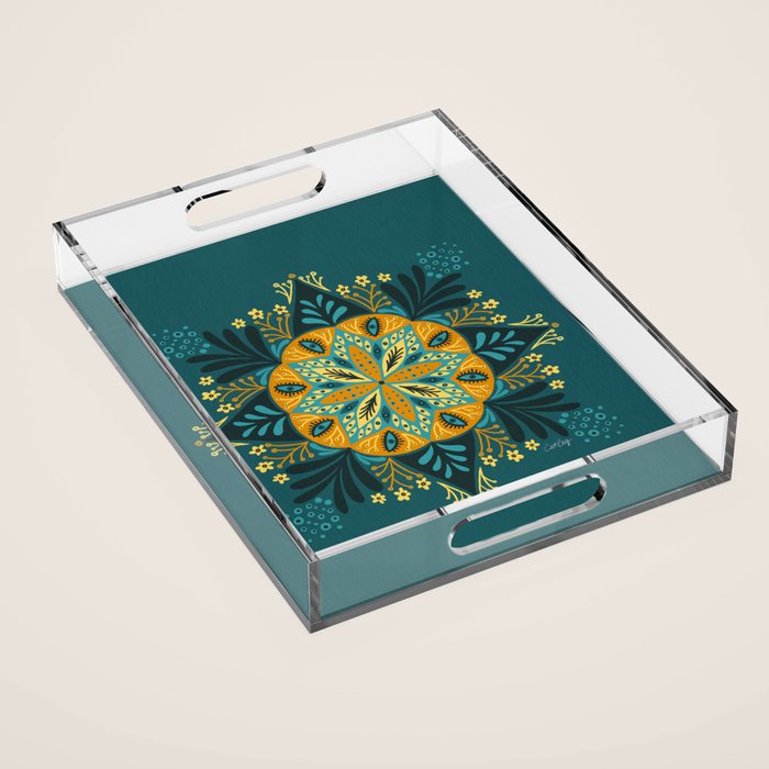 Sprouting Mandala â Teal Acrylic Tray Gallery Image 1