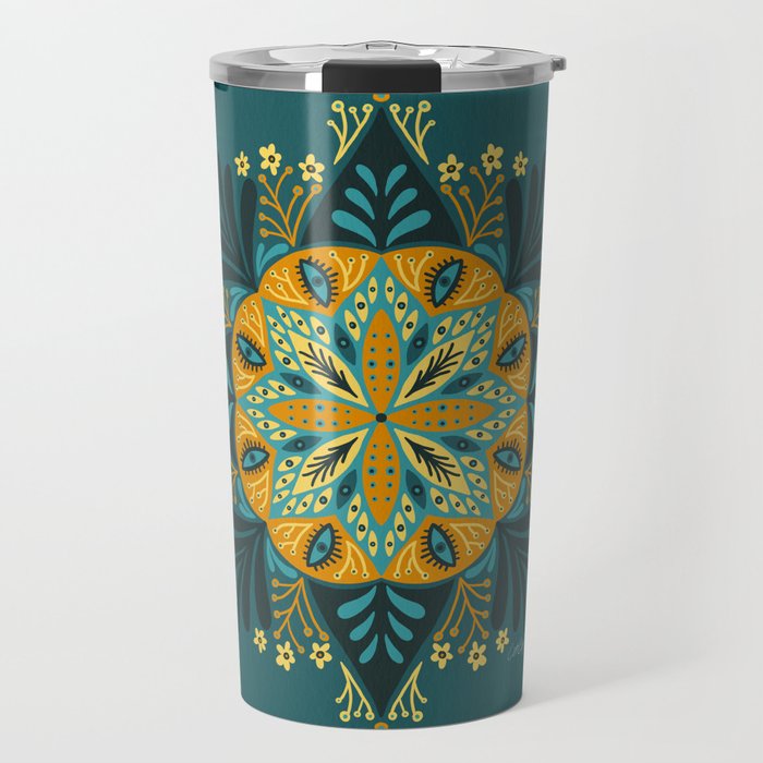 Sprouting Mandala â Teal Travel Mug Gallery Image 1