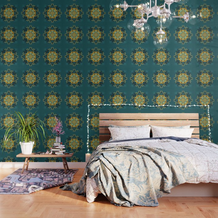 Sprouting Mandala â Teal Wallpaper Gallery Image 3