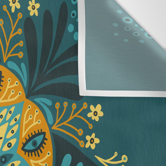 Sprouting Mandala â Teal Wall Tapestry Gallery Image 3