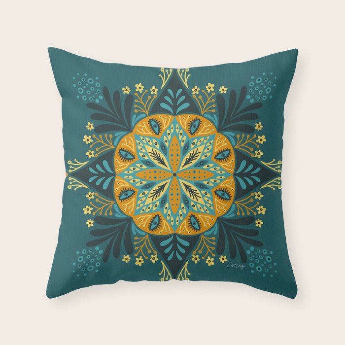 Sprouting Mandala â Teal Throw Pillow Gallery Image 6