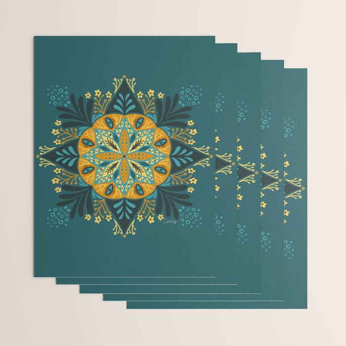 Sprouting Mandala â Teal Wrapping Paper Gallery Image 3