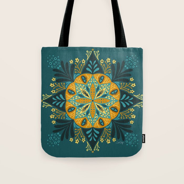 Sprouting Mandala â Teal Tote Bag Gallery Image 1