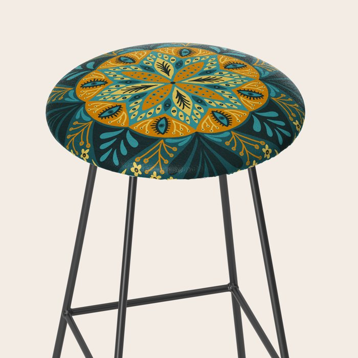 Sprouting Mandala â Teal Stool Gallery Image 2
