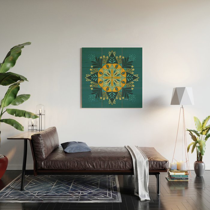 Sprouting Mandala â Teal Wood Wall Art Gallery Image 2
