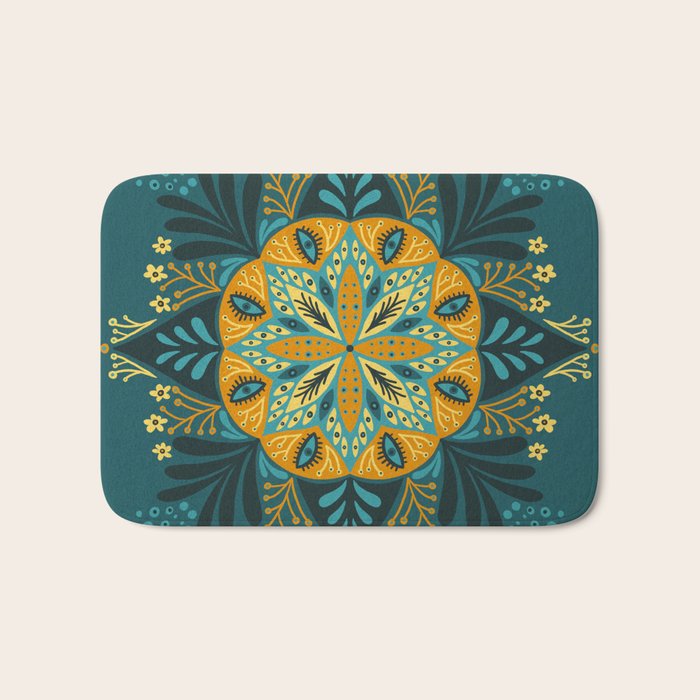 Sprouting Mandala â Teal Bath Mat Gallery Image 1