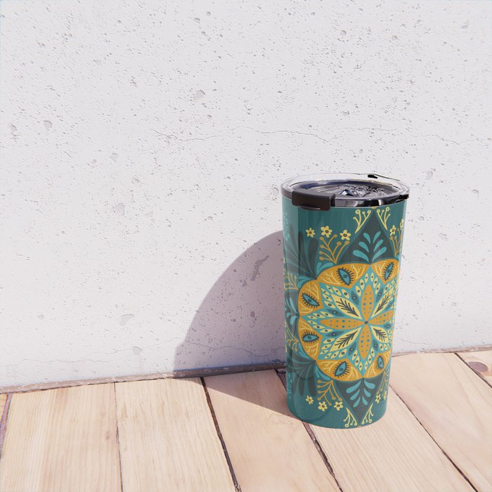 Sprouting Mandala â Teal Travel Mug Gallery Image 4