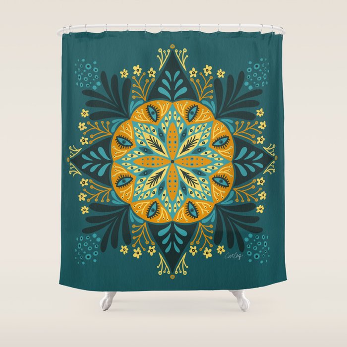 Sprouting Mandala â Teal Shower Curtain Gallery Image 1