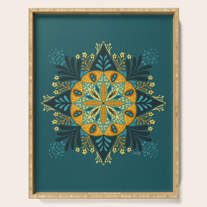 Sprouting Mandala â Teal Serving Tray Gallery Image 1