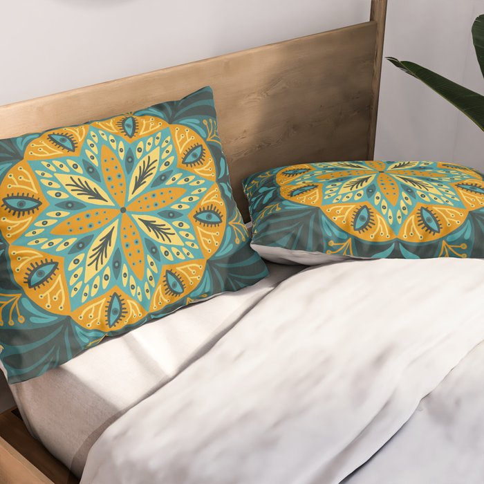 Sprouting Mandala â Teal Pillow Sham Gallery Image 2