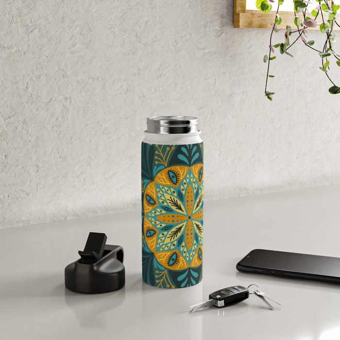 Sprouting Mandala â Teal Water Bottle Gallery Image 4