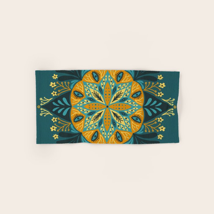 Sprouting Mandala â Teal Bath Towel Gallery Image 1