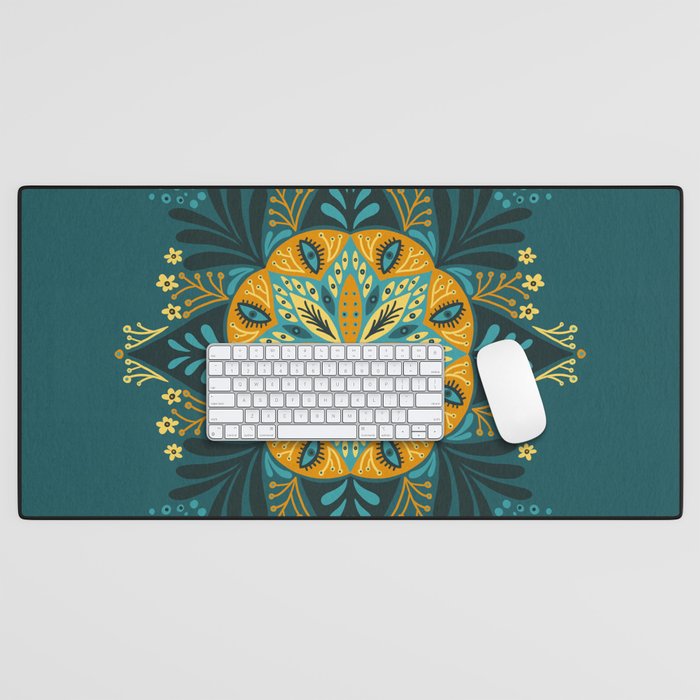 Sprouting Mandala â Teal Desk Mat Gallery Image 1