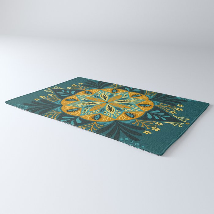 Sprouting Mandala â Teal Rug Gallery Image 3