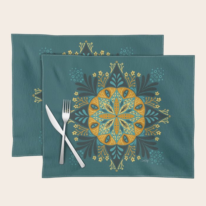 Sprouting Mandala â Teal Placemat Gallery Image 1