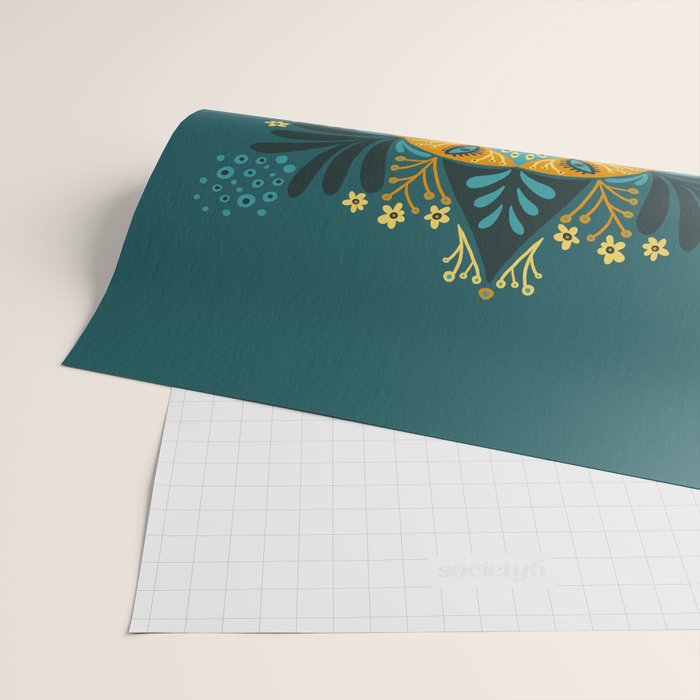 Sprouting Mandala â Teal Wrapping Paper Gallery Image 2