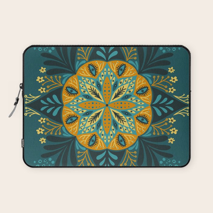 Sprouting Mandala â Teal Laptop Sleeve Gallery Image 1