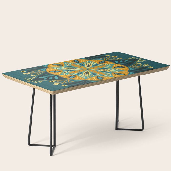 Sprouting Mandala â Teal Coffee Table Gallery Image 1
