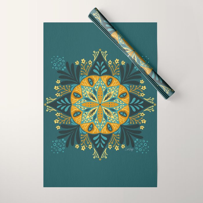 Sprouting Mandala â Teal Wrapping Paper Gallery Image 1