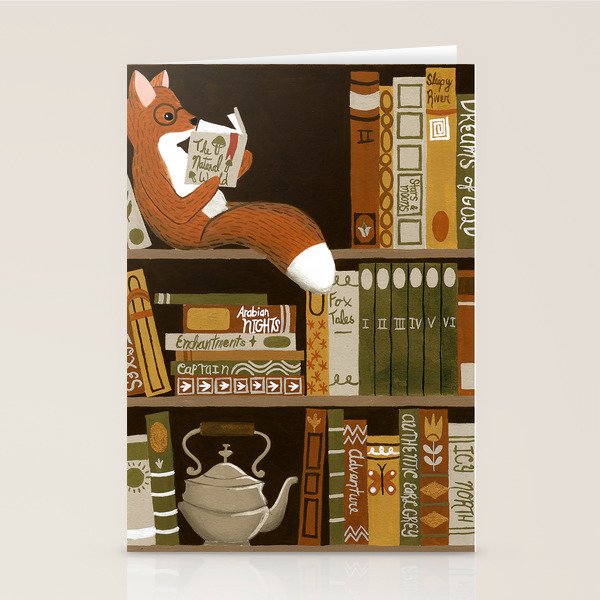 fox bookshelf Stationery Card Gallery Image 2