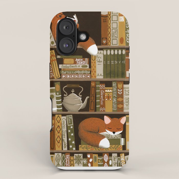 fox bookshelf iPhone Case Gallery Image 1