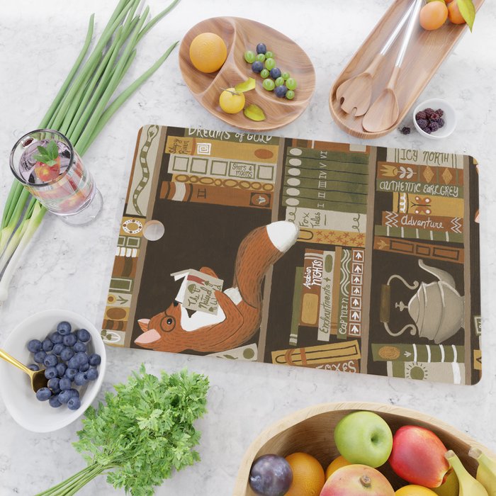 fox bookshelf Cutting Board Gallery Image 2