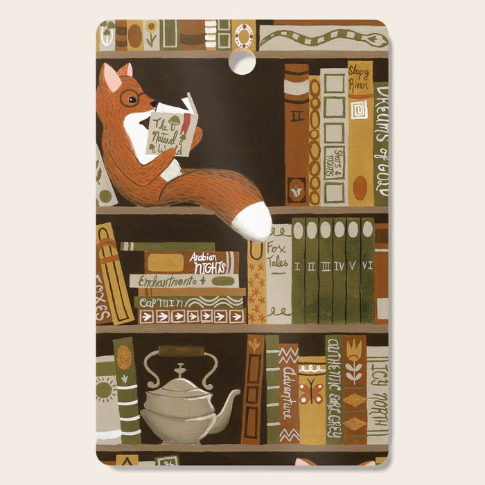 fox bookshelf Cutting Board Gallery Image 1