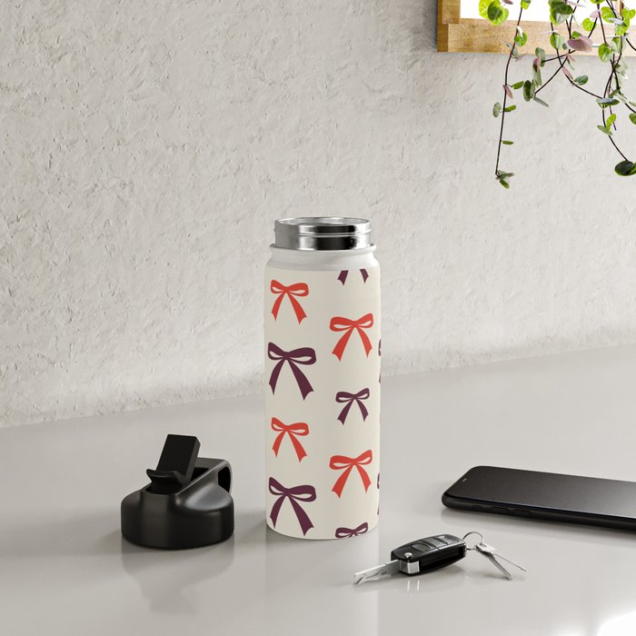 Christmas Bows Pattern Water Bottle Gallery Image 4