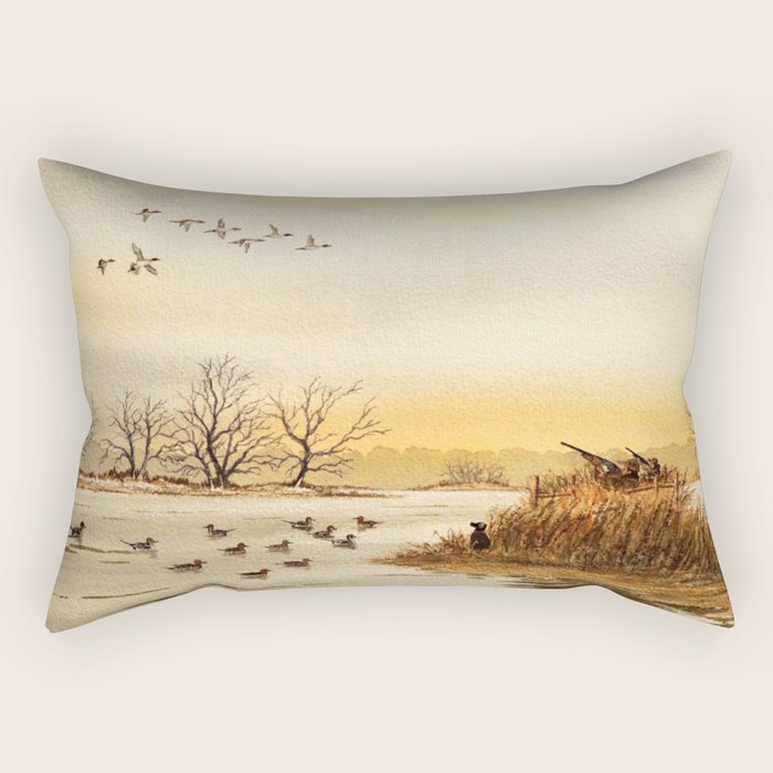 Hunting Pintail Ducks Rectangular Pillow Gallery Image 1