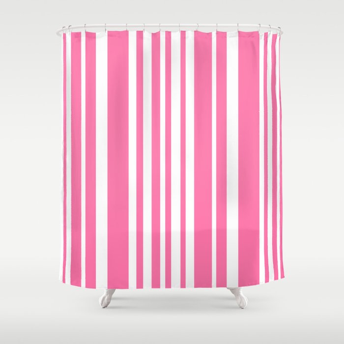 Classic Stripes XXXIII - 90s Barbie Pink Shower Curtain Gallery Image 1