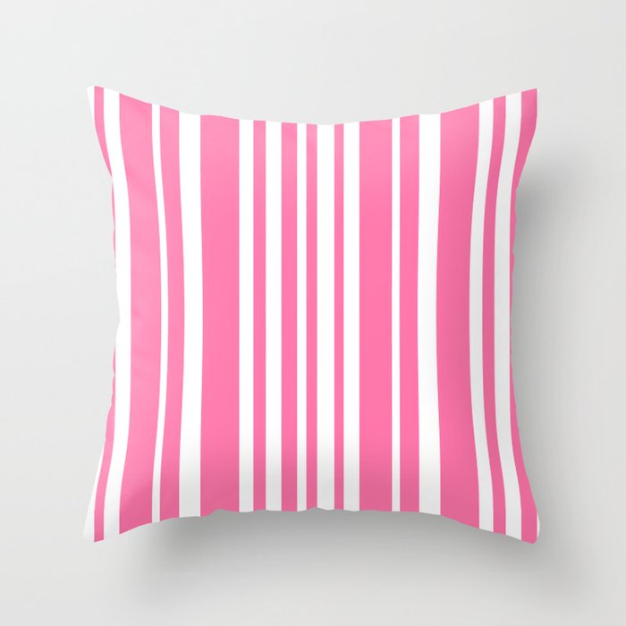 Classic Stripes XXXIII - 90s Barbie Pink Throw Pillow Gallery Image 6