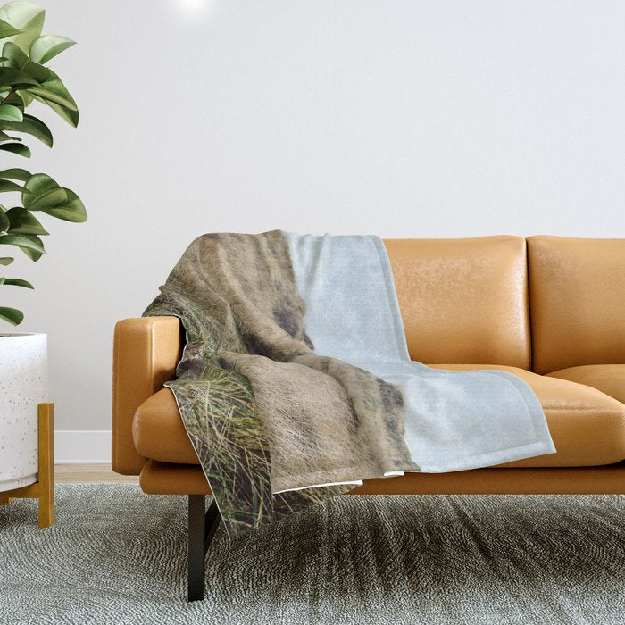 Oregon Dune Grass Adventure - Nature Photography Throw Blanket Gallery Image 1