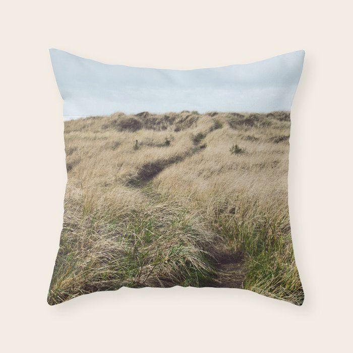 Oregon Dune Grass Adventure - Nature Photography Throw Pillow Gallery Image 6