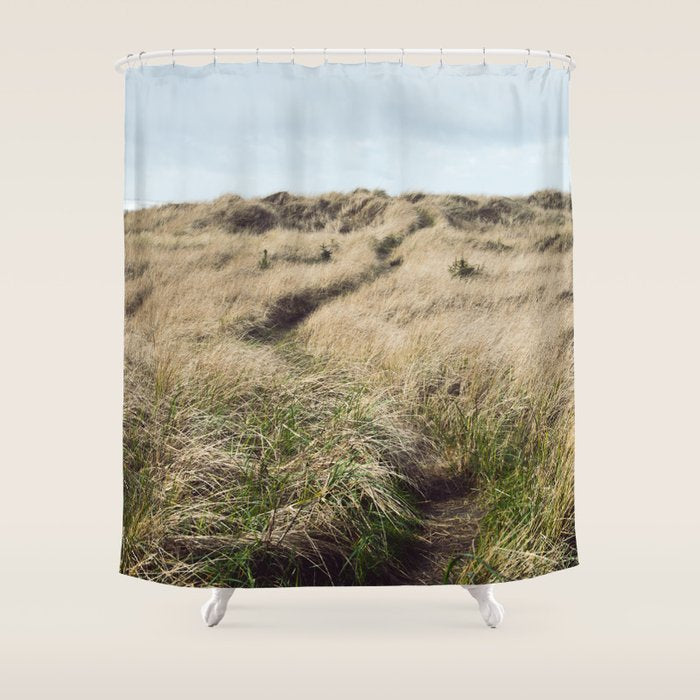 Oregon Dune Grass Adventure - Nature Photography Shower Curtain Gallery Image 1
