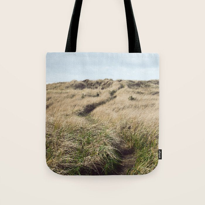 Oregon Dune Grass Adventure - Nature Photography Tote Bag Gallery Image 1
