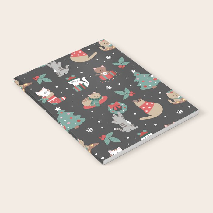 Christmas Festive Cute Holiday Kittens on Dark Notebook Gallery Image 2