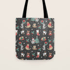 Christmas Festive Cute Holiday Kittens on Dark Tote Bag Gallery Image 1