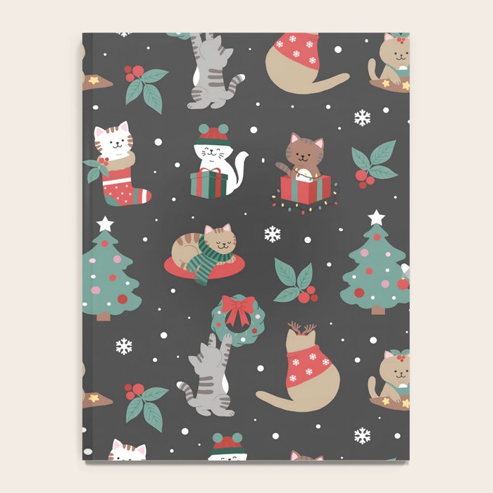 Christmas Festive Cute Holiday Kittens on Dark Notebook Gallery Image 4