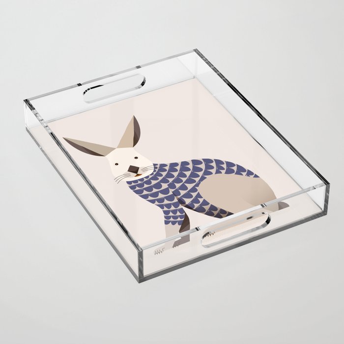 Whimsical European Hare Acrylic Tray Gallery Image 1