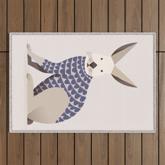 Whimsical European Hare Outdoor Rug Gallery Image 1