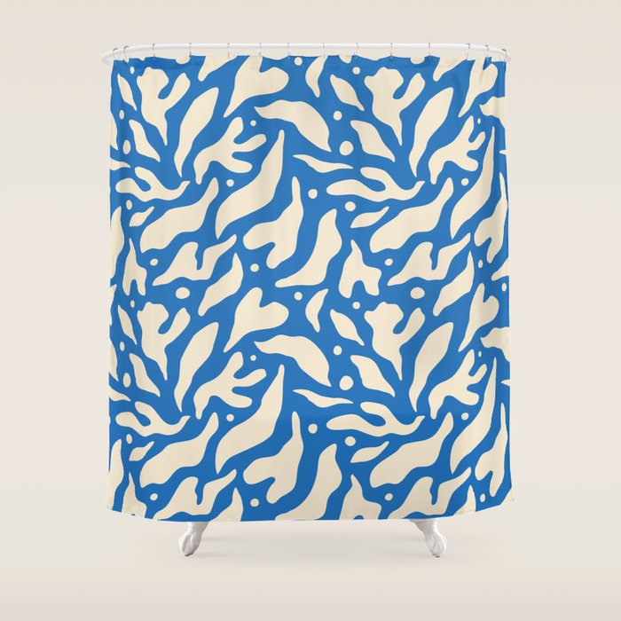 Abstract blue flower petal nature art pattern Shower Curtain Gallery Image 1