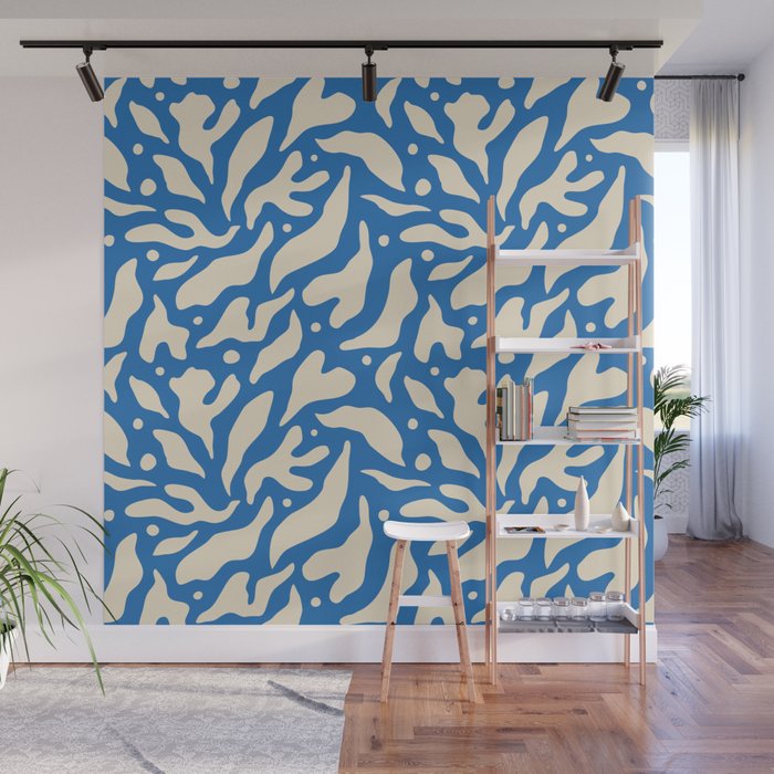 Abstract blue flower petal nature art pattern Wall Mural Gallery Image 1