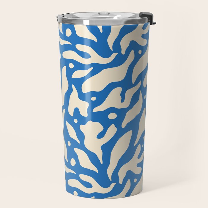 Abstract blue flower petal nature art pattern Travel Mug Gallery Image 2