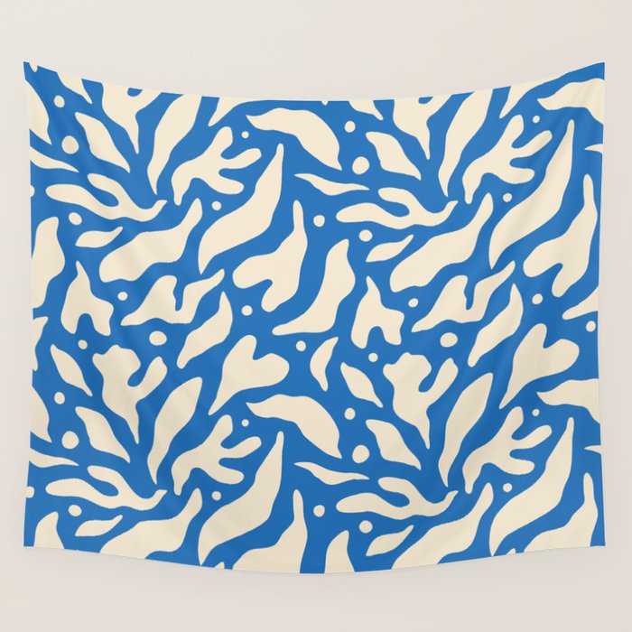 Abstract blue flower petal nature art pattern Wall Tapestry Gallery Image 1
